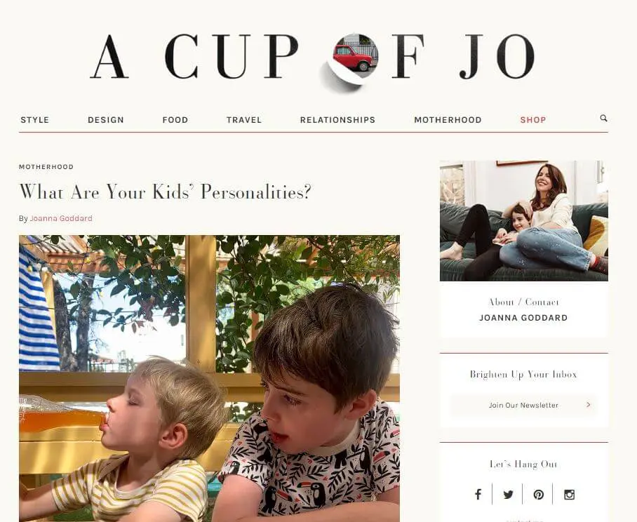 start a blog example - a cup of jo